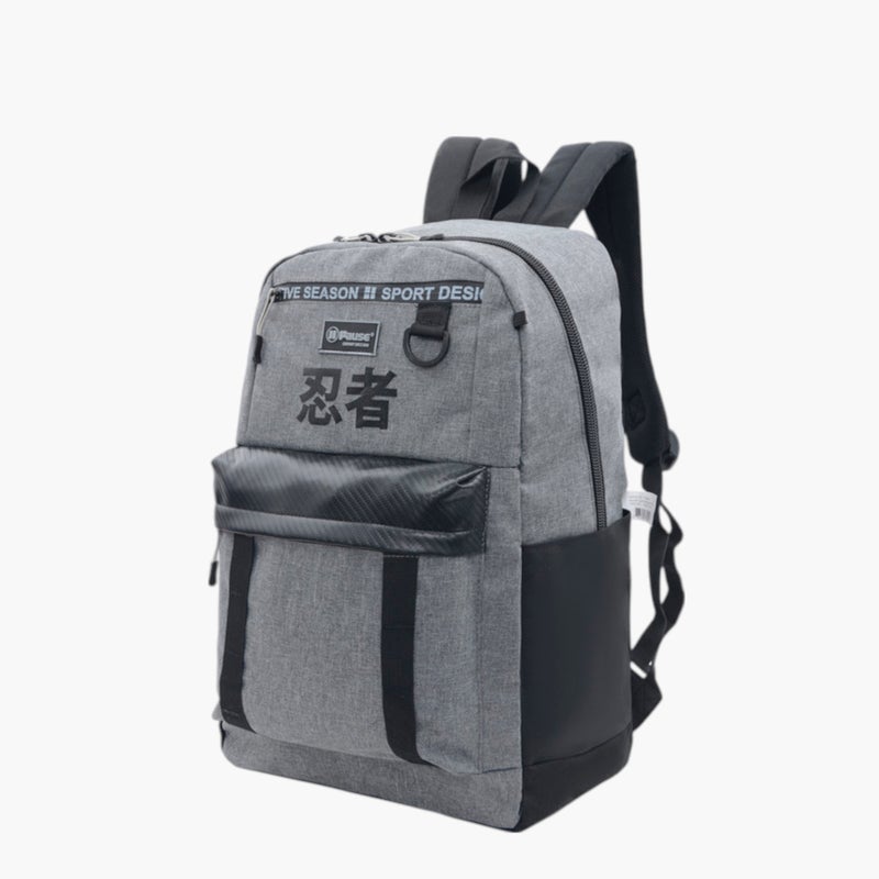 PAUSE Printed Grey School Backpack for Kids - Image 2